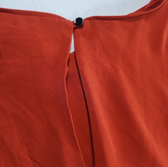 ​White House Black Market Rust Orange V-Neck Dolman Sleeve Peplum Blouse Top M - Picture 6 of 10